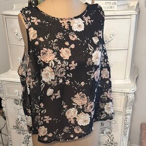 Black and Pink Relaxed Boxy Blouse